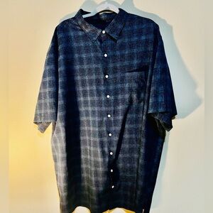 Black Geo Print Microfiber Sport Shirt 2XL Synrgy Big + Tall